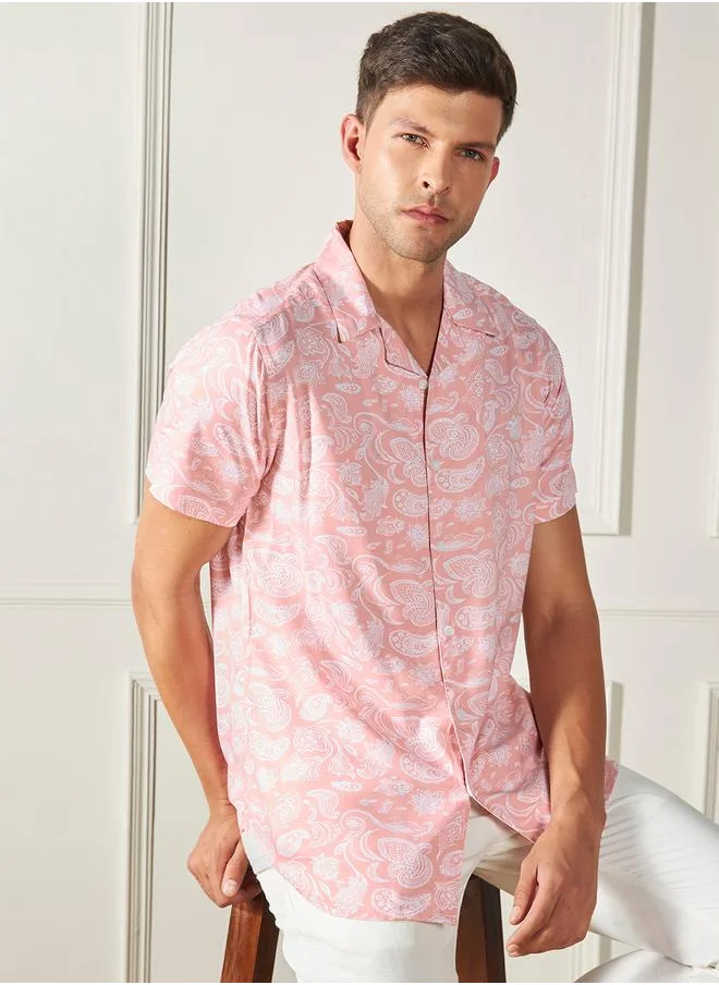 Dennis Lingo Paisley Print Casual Shirt with Button Placket by Styli