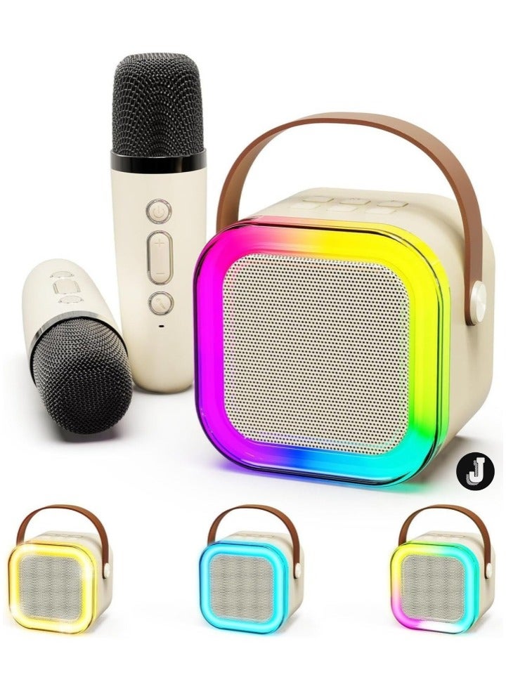 JAJEEK NEW Mini Karaoke Machine with 2 Wireless Microphones – Portable Bluetooth Speaker for Kids and Adults - Image 1