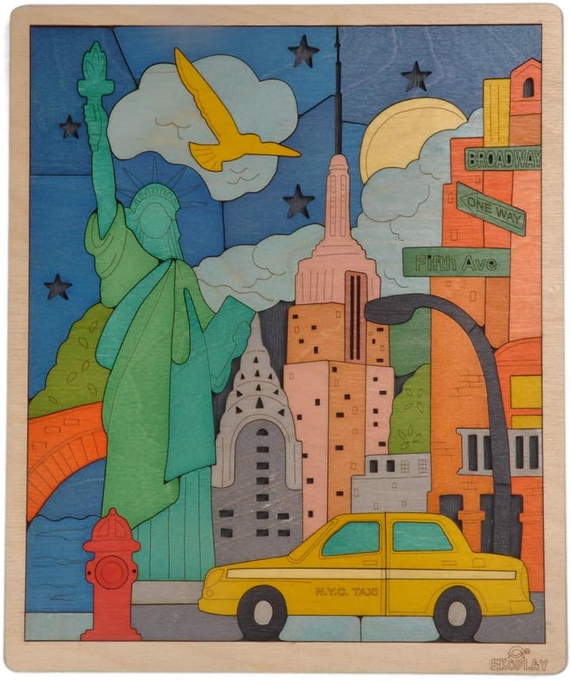 EKOPLAY ’s New York Puzzle for School Kids, 75 Piece Jigsaw Puzzle, Learning Educational Toys Gifts for Boys Girls. Discover City Puzzle Series. - Image 1