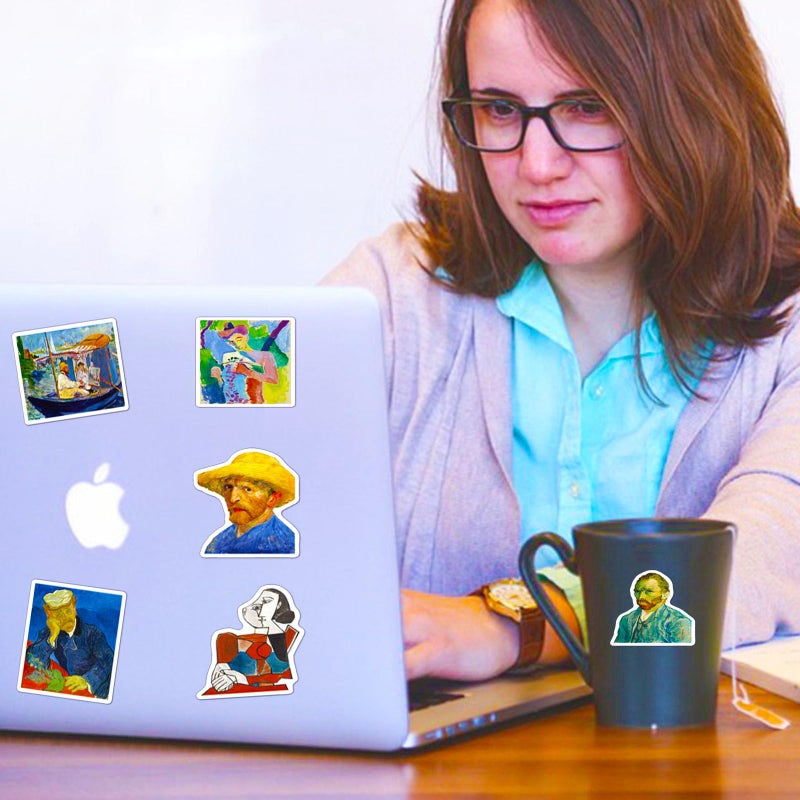 DothRayan Retro Famous Art Painting Stickers Pack, 100 Pcs Vinyl Waterproof Vincent Van Gogh Oil Painting Style Stickers for Laptop Phone Water Bottles Lovely Gift to Friends Artist Decals - Image 3