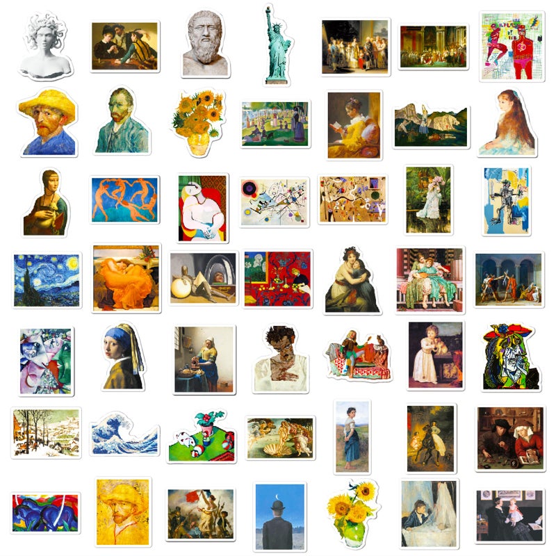 DothRayan Retro Famous Art Painting Stickers Pack, 100 Pcs Vinyl Waterproof Vincent Van Gogh Oil Painting Style Stickers for Laptop Phone Water Bottles Lovely Gift to Friends Artist Decals - Image 2