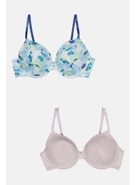 CXL by Christian Lacroix Women 2 Pieces Printed Padded Bra, Grey  - Image 1