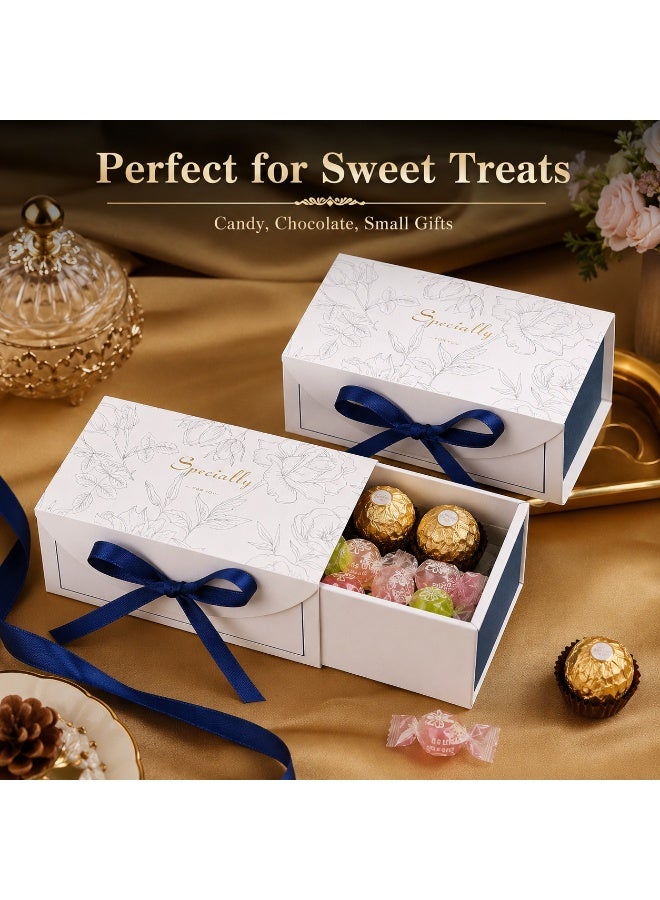 LYNLYN 10 Pack Elegant Gift Boxes, Wedding Favor Boxes, Blue Ribbon Candy Boxes for Sweets Small Gifts Party Favors Special Occasions - Image 5