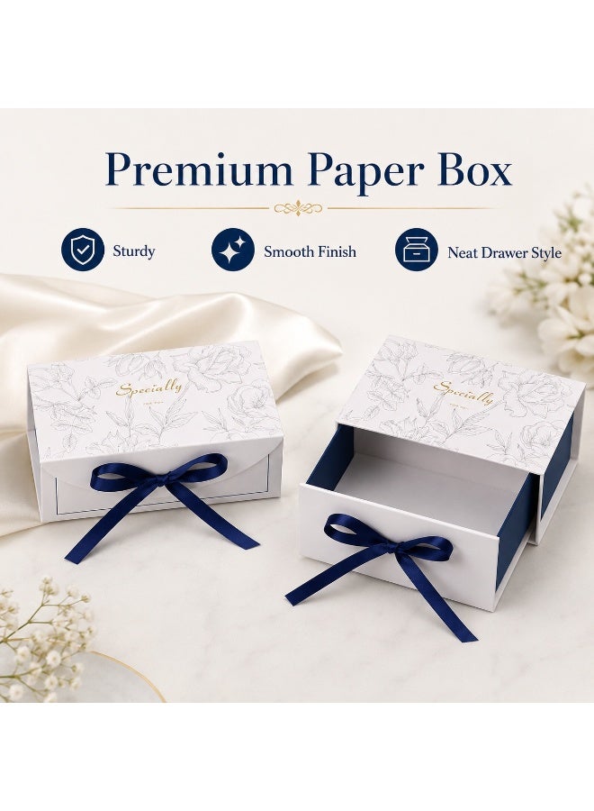 LYNLYN 10 Pack Elegant Gift Boxes, Wedding Favor Boxes, Blue Ribbon Candy Boxes for Sweets Small Gifts Party Favors Special Occasions - Image 2