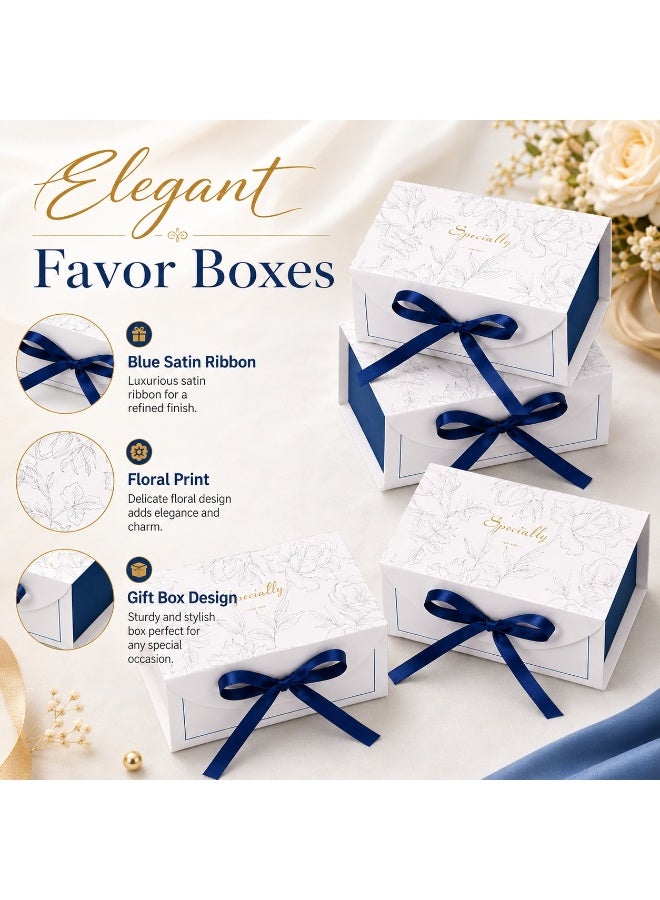 LYNLYN 10 Pack Elegant Gift Boxes, Wedding Favor Boxes, Blue Ribbon Candy Boxes for Sweets Small Gifts Party Favors Special Occasions - Image 4