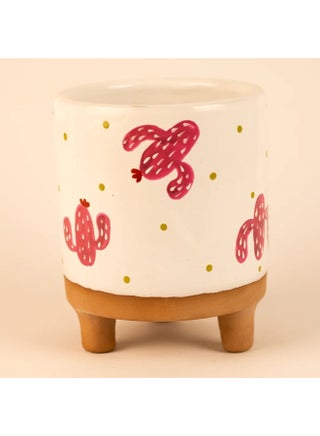 Handmade pottery empty pot - white - 13*11 cm