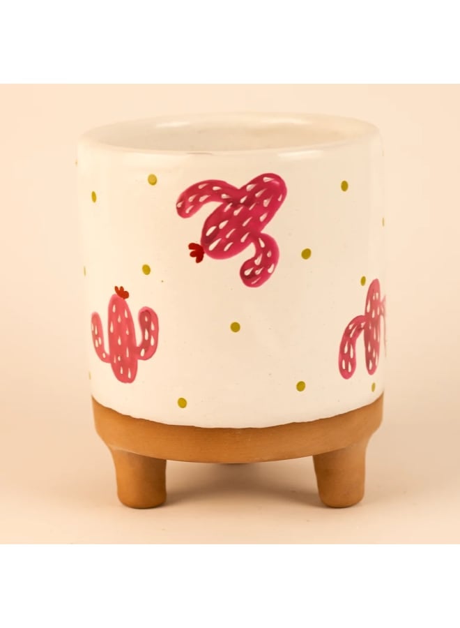 Handmade pottery empty pot - white - 13*11 cm