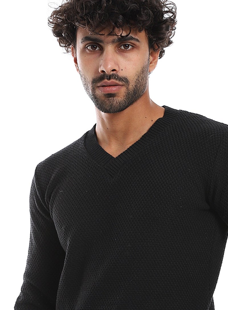 Caesar Wool Mens Pullover With V Neck  - Image 4