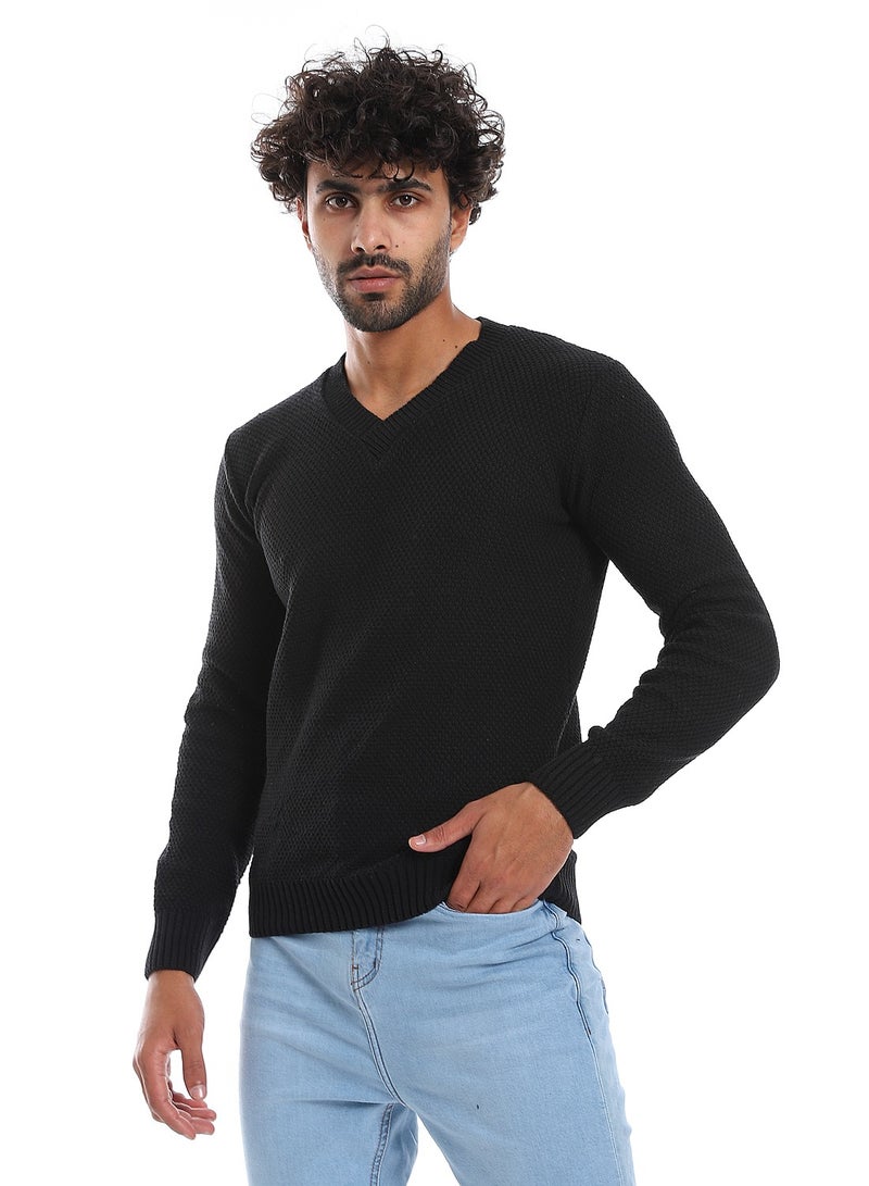 Caesar Wool Mens Pullover With V Neck  - Image 2