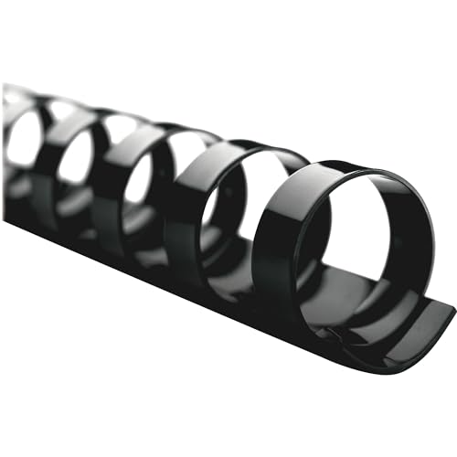 GBC Binding Spines/Spirals/Coils, 1/4" Diameter, 25 Sheet Capacity, CombBind, Black, 100 Pack (4000020) - Image 2