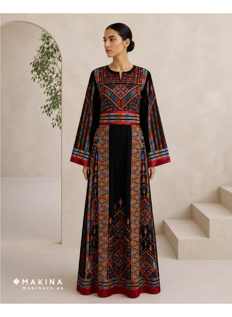 MAKINA Fallahi Thobe with Arabian Embroidery and Japanese Mubrad Fabric - Image 1