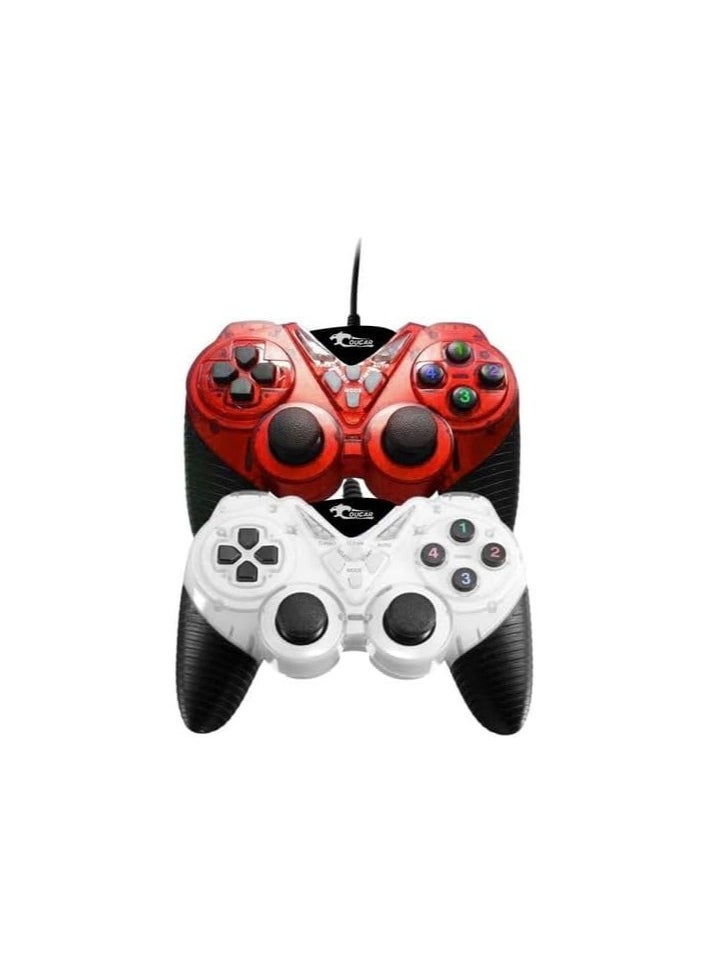 Cougar - COUGAR-EGY (9082) USB Wired Double Gamepad Turbo Controller with Vibration Function For PC or Laptop, 1.5 Meter (RED&WHITE) - Image 1