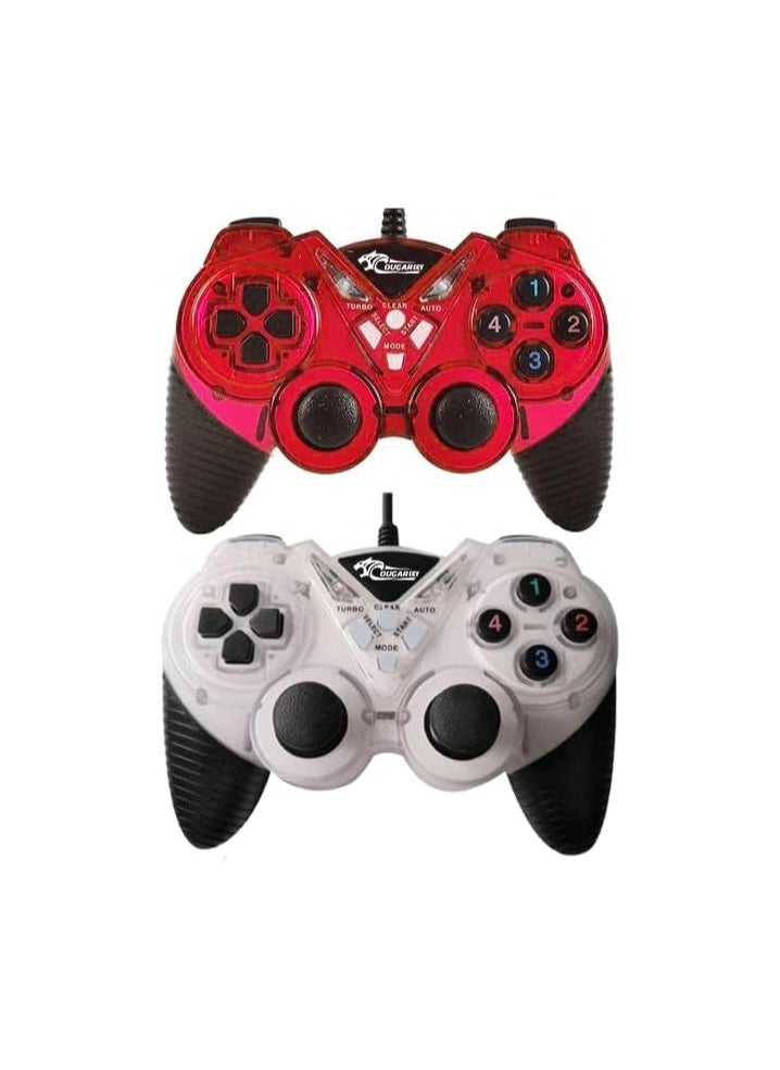 Cougar - COUGAR-EGY (9082) USB Wired Double Gamepad Turbo Controller with Vibration Function For PC or Laptop, 1.5 Meter (RED&WHITE) - Image 1