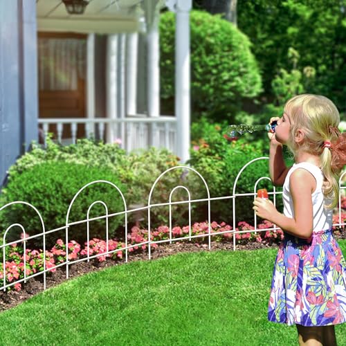 FOREHOGAR Decorative White Garden Fence Border 18in X50ft Outdoor Metal Wire Garden Fencing Flower Bed Folding Fences Panel Patio Edging Landscape for Yard - Image 2