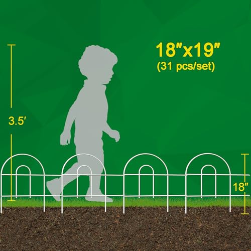 FOREHOGAR Decorative White Garden Fence Border 18in X50ft Outdoor Metal Wire Garden Fencing Flower Bed Folding Fences Panel Patio Edging Landscape for Yard - Image 4