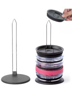KASTWAVE Revolutionary Tumbler Lid Organizer - Space-Saving Design - Slim Vertical Storage for Up to 10 Lids, Clutter-Free Kitchen Cabinets and Countertops Organization, Metal, Black  - Image 1