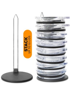 KASTWAVE Revolutionary Tumbler Lid Organizer - Space-Saving Design - Slim Vertical Storage for Up to 10 Lids, Clutter-Free Kitchen Cabinets and Countertops Organization, Metal, Black  - Image 2