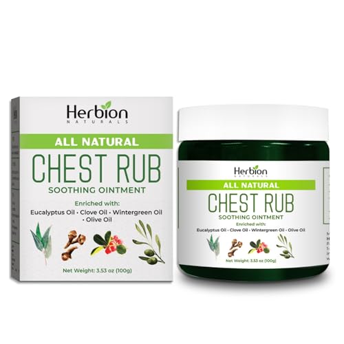 HERBION Naturals Chest Rub Soothing Ointment with Soothing Vapors for Adults Children 2 Relieves Cough Cold Nasal Chest Congestion Reduces Muscle Joint Aches 353 Oz Pack of 1 - Image 1