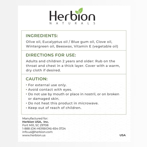 HERBION Naturals Chest Rub Soothing Ointment with Soothing Vapors for Adults Children 2 Relieves Cough Cold Nasal Chest Congestion Reduces Muscle Joint Aches 353 Oz Pack of 1 - Image 3