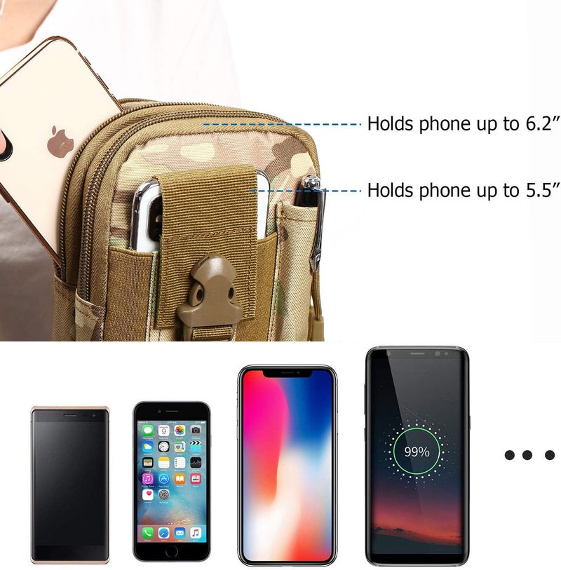 DOUNTO Tactical Waist Pouch EDC Molle Waist Bag Belt Phone Pouch Holster Purse Carrying Pouch for Smartphone, Tools - Image 3