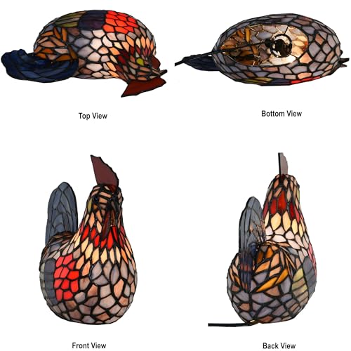 Bieye L10834 Colorful Rooster Tiffany Style Stained Glass Accent Table Lamp Night Light for Bedside Living Room Decoration - Image 4
