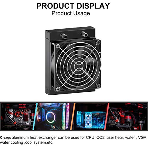 Clyxgs Water Cooling Radiator,12 Pipe Aluminum Heat Exchanger Radiator with Fan for PC CPU Computer Water Cool System DC12V 120mm Black - Image 4