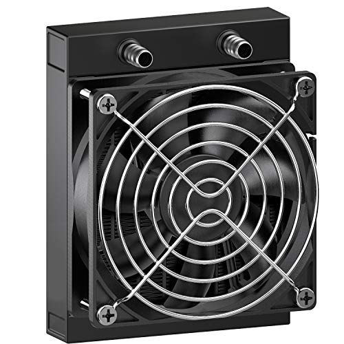 Clyxgs Water Cooling Radiator,12 Pipe Aluminum Heat Exchanger Radiator with Fan for PC CPU Computer Water Cool System DC12V 120mm Black - Image 1