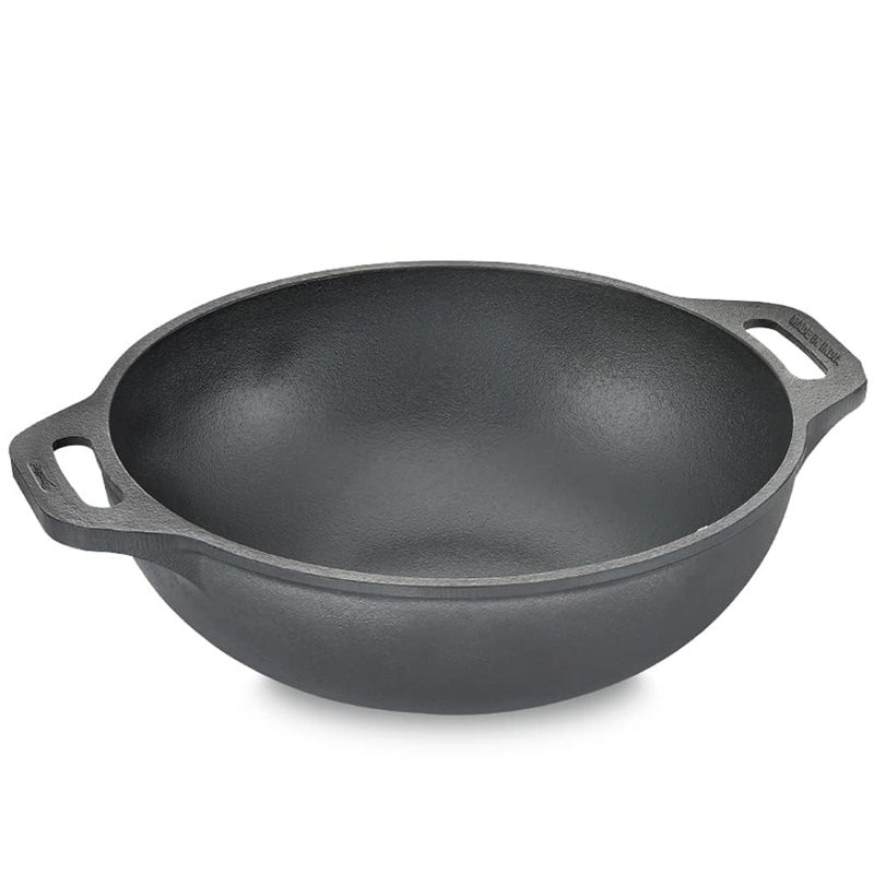 Tannu Craft Tannu Craft Cast Iron Kadai (26cm) |Even Heat Distribution|Scratch Resistant|Compatible with Gas & Induction|Retains Heat for Long kadai Pans  - Image 1