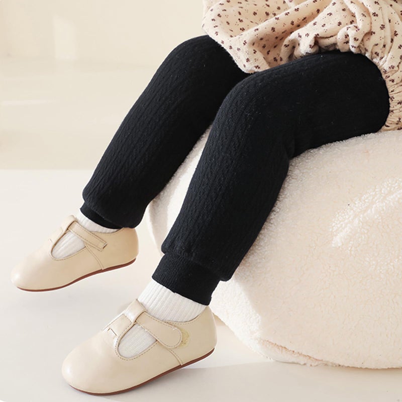 Looching Toddler Baby Girls Winter Fleece Lined Leggings Knit Thick Warm Full Length Tights Basic Velvet Pants for 1-6 Years Kids - Image 5