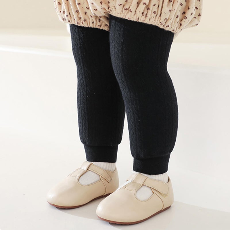 Looching Toddler Baby Girls Winter Fleece Lined Leggings Knit Thick Warm Full Length Tights Basic Velvet Pants for 1-6 Years Kids - Image 3