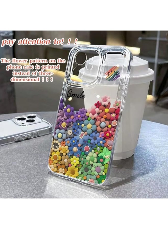 Lumani 3D Cute Smiley Face Flower Pattern Case for iPhone 15 PROMAX, Scratch & Fingerprint Protection, Easy Access Port (iPhone15ProMax), Transparent Colorful Flower Pattern - Image 4