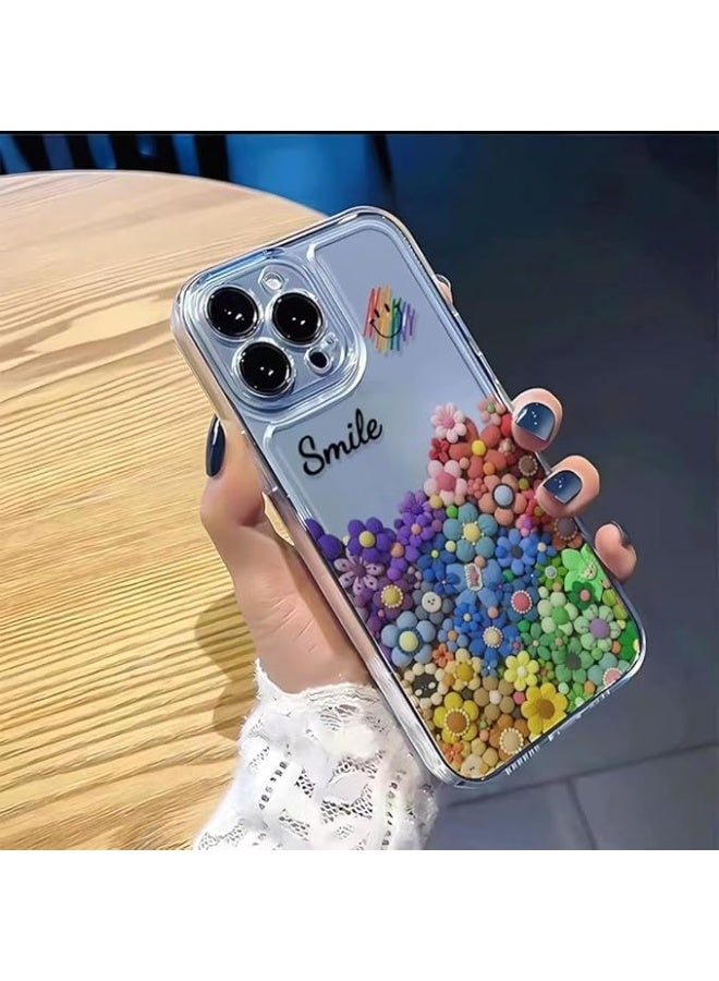 Lumani 3D Cute Smiley Face Flower Pattern Case for iPhone 15 PROMAX, Scratch & Fingerprint Protection, Easy Access Port (iPhone15ProMax), Transparent Colorful Flower Pattern - Image 5