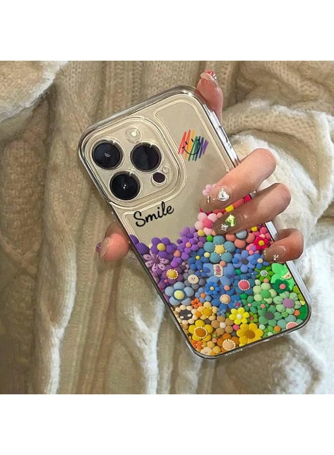 Lumani 3D Cute Smiley Face Flower Pattern Case for iPhone 15 PROMAX, Scratch & Fingerprint Protection, Easy Access Port (iPhone15ProMax), Transparent Colorful Flower Pattern - Image 2