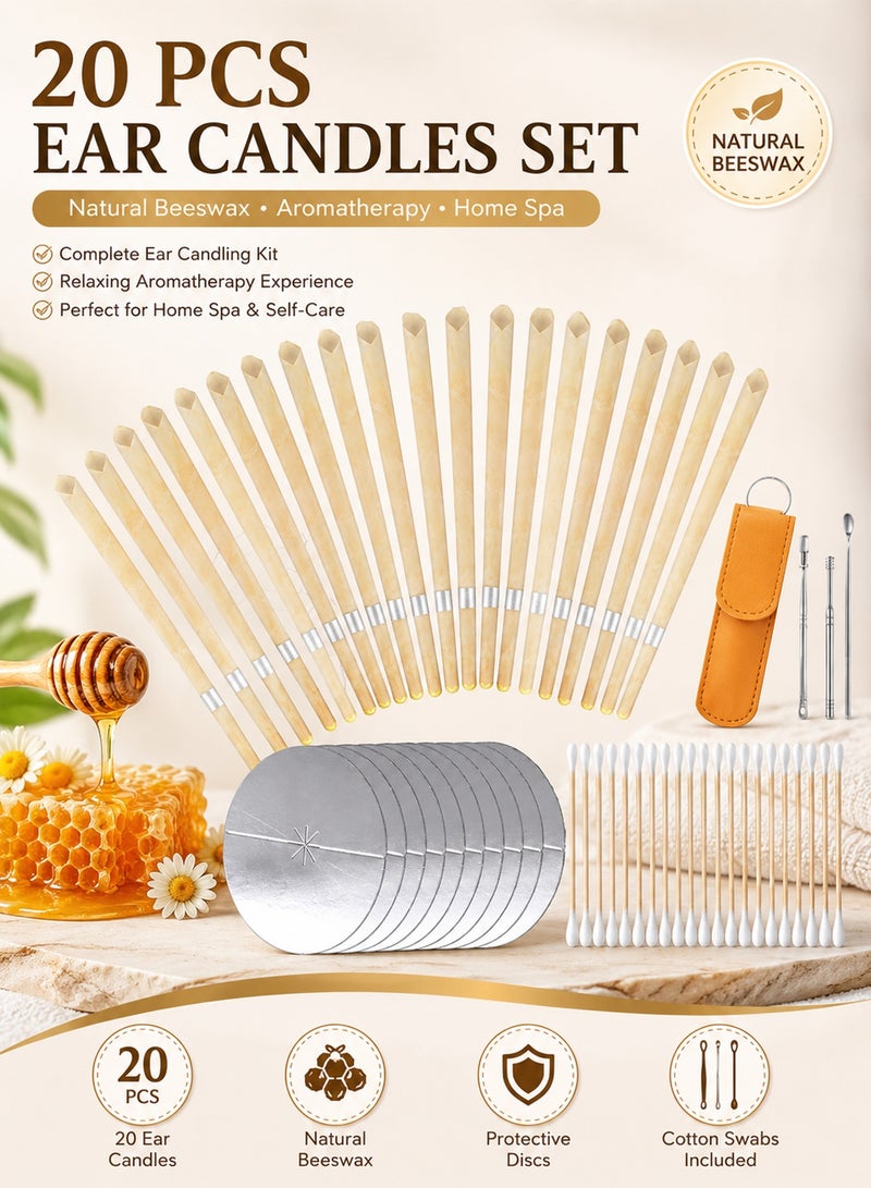 Chillspace 20-Piece Ear Wax Remover Candles Set, Aromatherapy Pure Beeswax Ear Wax Candles, Ear Cleaning Kit for Improve Sleep & Relaxation, Natural Ear Candling Kit - Image 1