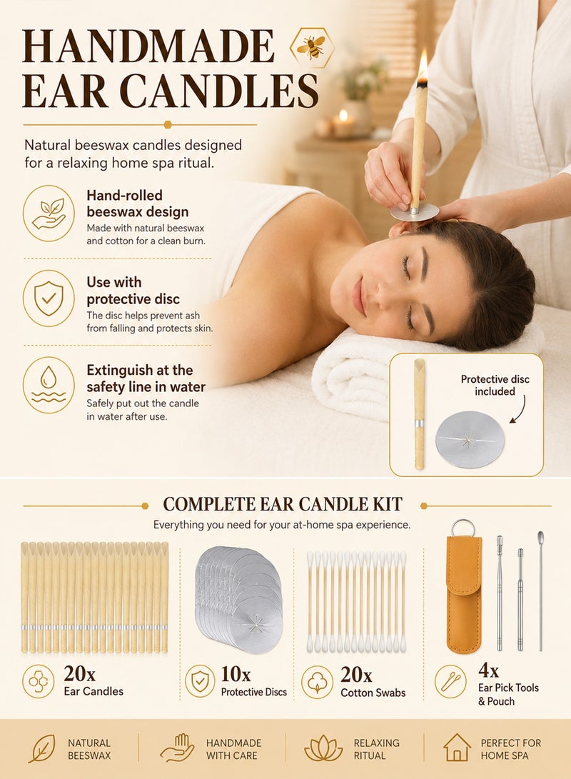 Chillspace 20-Piece Ear Wax Remover Candles Set, Aromatherapy Pure Beeswax Ear Wax Candles, Ear Cleaning Kit for Improve Sleep & Relaxation, Natural Ear Candling Kit - Image 2