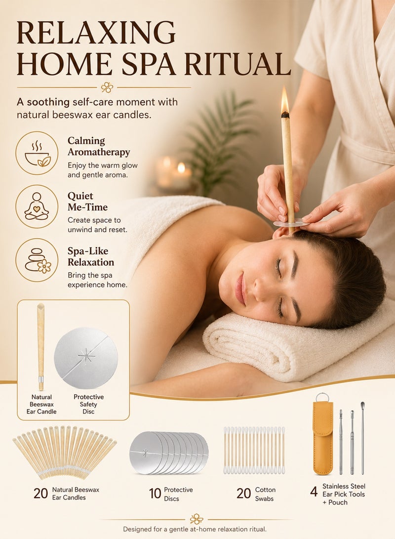 Chillspace 20-Piece Ear Wax Remover Candles Set, Aromatherapy Pure Beeswax Ear Wax Candles, Ear Cleaning Kit for Improve Sleep & Relaxation, Natural Ear Candling Kit - Image 5