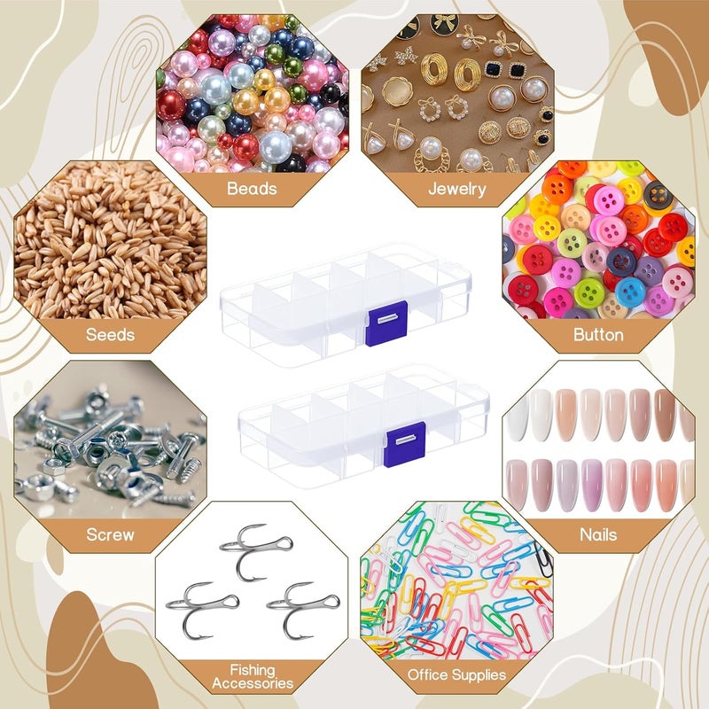 UTENEW Plastic Jewelry Organizer Box Clear Storage Bead Case for Little Crafts/Arts 2 Pack Container with 10 Grids, Small - Image 5