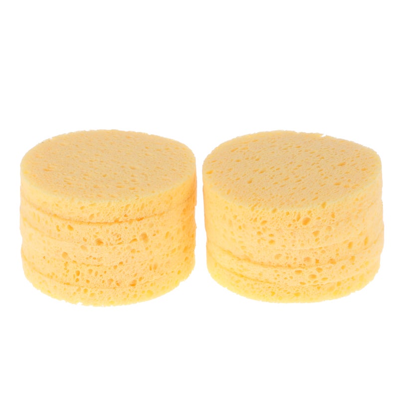 20 pcs Makeup Removal Sponge Wood Pulp Compress Cosmetic Puff Facial Washing Sponge Makeup Remover (Yellow) - Image 2