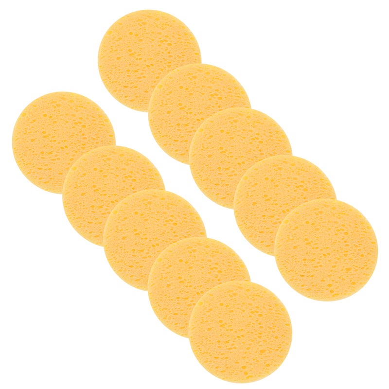 20 pcs Makeup Removal Sponge Wood Pulp Compress Cosmetic Puff Facial Washing Sponge Makeup Remover (Yellow) - Image 1