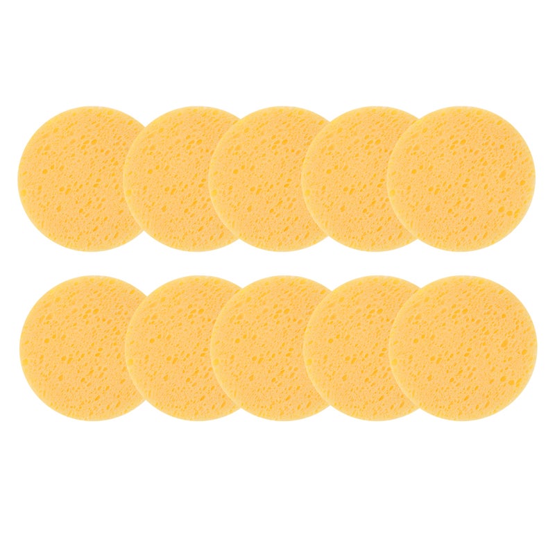 20 pcs Makeup Removal Sponge Wood Pulp Compress Cosmetic Puff Facial Washing Sponge Makeup Remover (Yellow) - Image 4