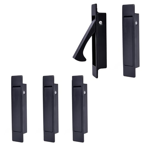 Dontay 5 Pack Pocket Pull Handle, Edge Pull, Professional Stainless Steel 304, Flush Mount for Sliding Door (Matte Black, 5) - Image 1