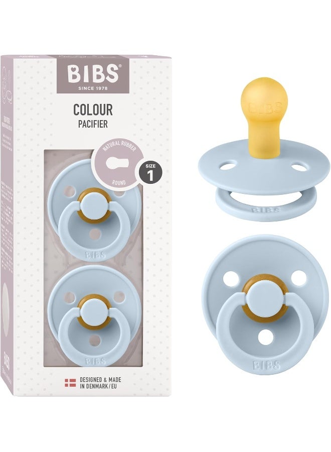 BIBS لهاية بيبس كولور للأطفال حجم 1 - للأطفال 0-6 أشهر (2 قطع) - عبوات توأمية - أزرق فاتح - Image 1