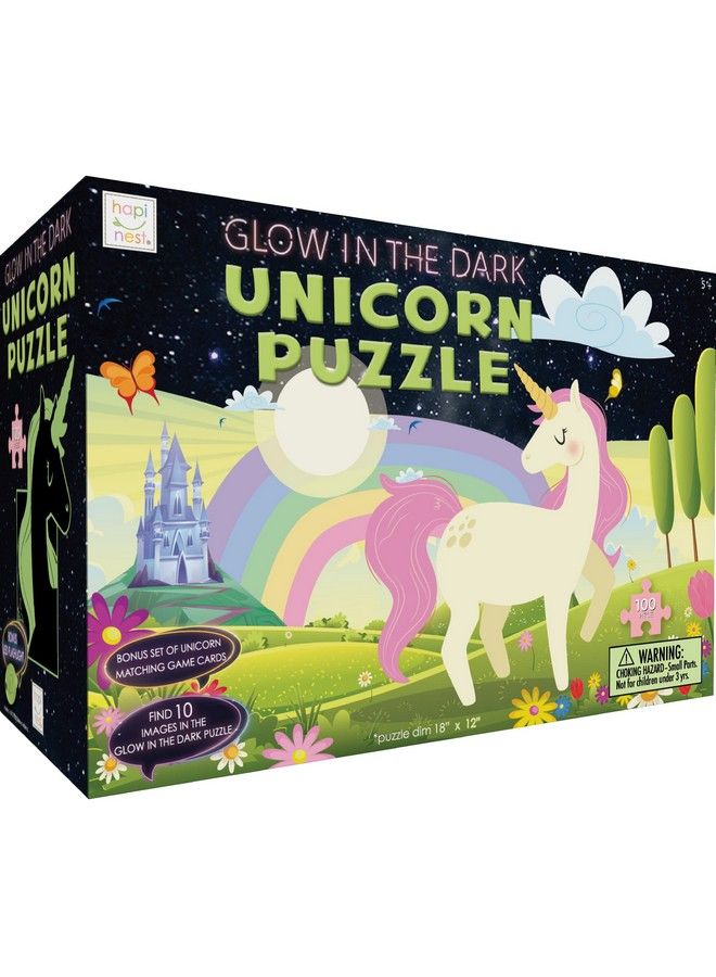 Hapinest 100 قطعة لغز وحيد القرن المتلألئ في الظلام للأطفال هدايا للبنات والأولاد أعمار 5 6 7 8 9 10 11 12 سنة وما فوق - Image 2