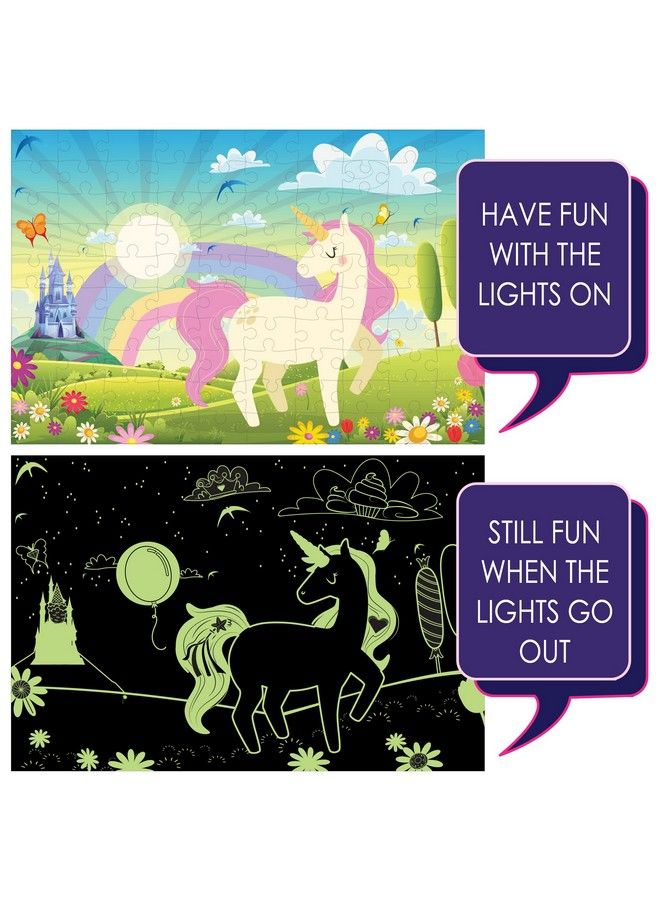 Hapinest 100 قطعة لغز وحيد القرن المتلألئ في الظلام للأطفال هدايا للبنات والأولاد أعمار 5 6 7 8 9 10 11 12 سنة وما فوق - Image 5