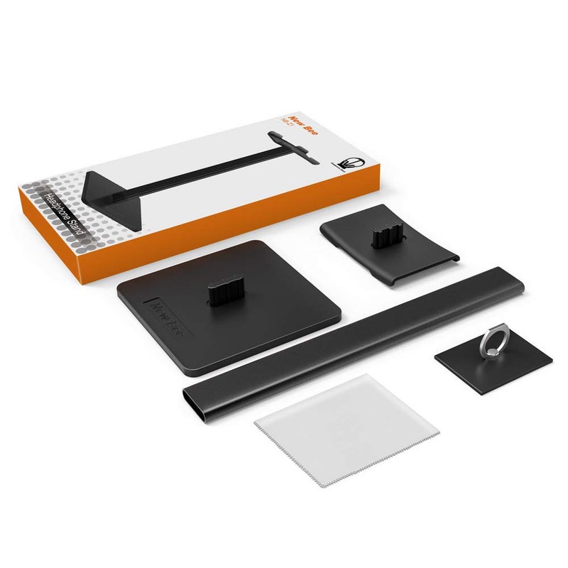 New bee Headphone Stand Headset Holder Earphone Stand with Aluminum Supporting Bar Flexible Headrest ABS Solid Base for All Headphones Size (Black) - Image 5