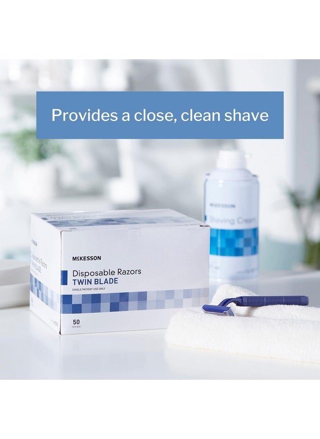 McKesson - McKesson Disposable Razors [100 Count] Shaving Razor, Twin Blade, Stainless Steel Blade, For Men and Women, Bulk, Blue, 50 Count, Pack of 2 - Image 1