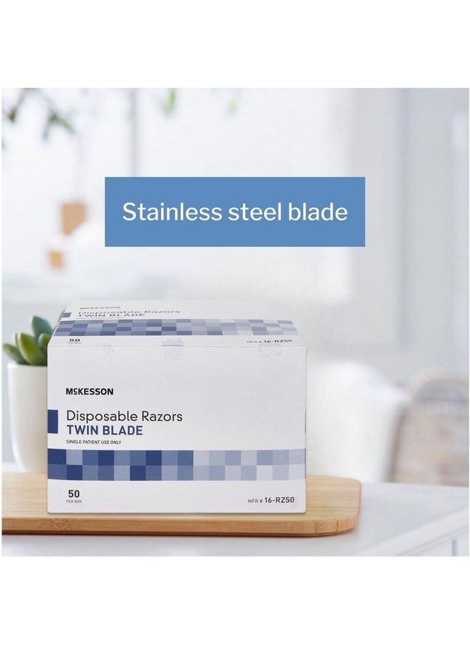McKesson - McKesson Disposable Razors [100 Count] Shaving Razor, Twin Blade, Stainless Steel Blade, For Men and Women, Bulk, Blue, 50 Count, Pack of 2 - Image 1