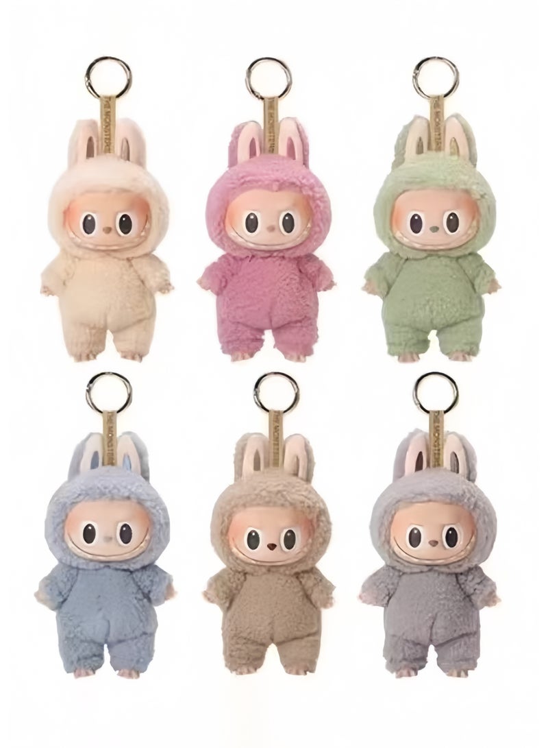 6-PACKS Doll Pendant Labubu Macaron Vinyl Plush Doll 17cm ,Perfectly Matched With Labubu's Clothing  - Image 1