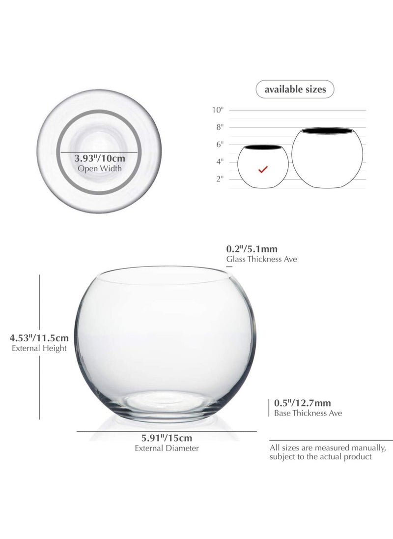 vsell24 - 6 Inch Round Glass Bowl Aquarium Fish Tank Flower Vase Centerpiece Bubble Planter Terrarium Fish Bowl for Wedding Event Clear - Image 1