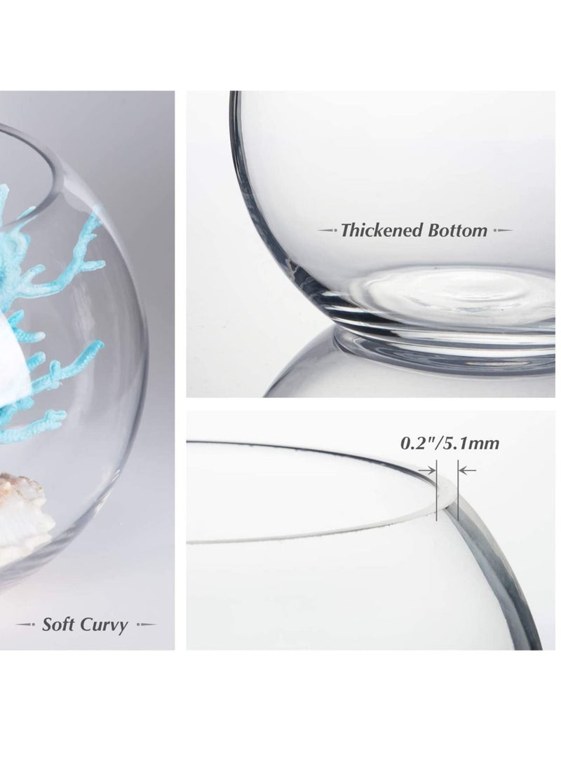 vsell24 - 6 Inch Round Glass Bowl Aquarium Fish Tank Flower Vase Centerpiece Bubble Planter Terrarium Fish Bowl for Wedding Event Clear - Image 1